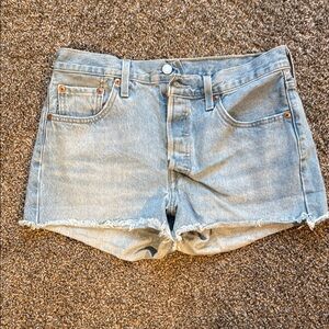 Signature by Levi Strauss Blue Jean Shorts with Distressed Hem